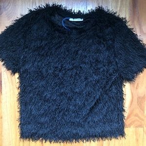 Zara Woman  Black Textured Top